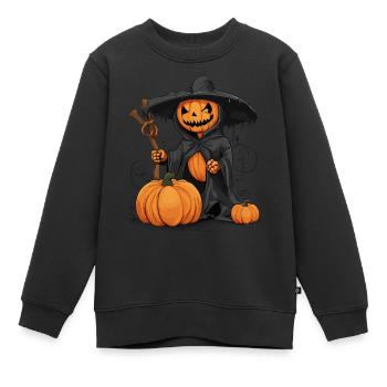 Sensenmann als Kürbis - Kinder Premium Organic Sweatshirt - Schwarz - Vorne - AI Model Kid Female (0cm)
