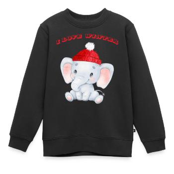 I love Winter, Elefant - Kinder Premium Organic Sweatshirt - Schwarz - Vorne - AI Model Kid Female (0cm)