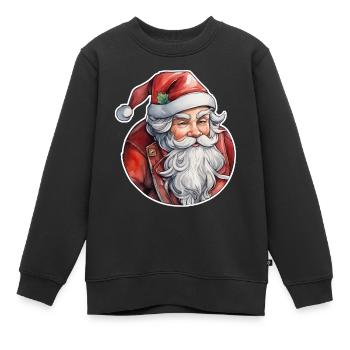 Weihnachtsmann - Traditionell und Aquarell - Kinder Premium Organic Sweatshirt - Schwarz - Vorne - AI Model Kid Female (0cm)