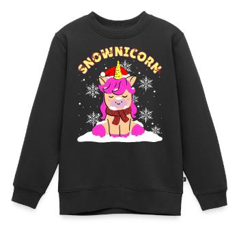 Weihnachts Einhorn - Kinder Premium Organic Sweatshirt - Schwarz - Vorne - AI Model Kid Female (0cm)