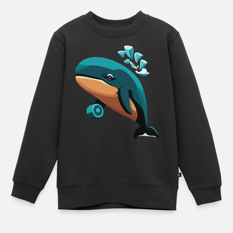 baleine - Sweat Premium enfant bio - noir