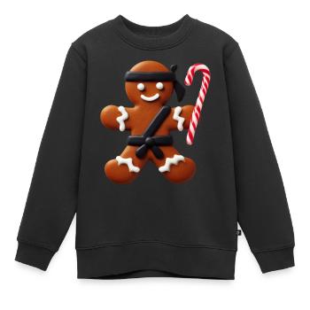 Lustige Ninja Lebkuchenmann Keks-Zuckerstange - Kinder Premium Organic Sweatshirt - Schwarz - Vorne - AI Model Kid Female (0cm)