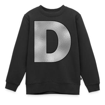 Lettre D Argent - Sweat Premium enfant bio - noir - Devant - AI Model Kid Female (0cm)