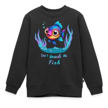 Fass den Fisch nicht an ! - Kinder Premium Organic Sweatshirt - Schwarz - Vorne - AI Model Kid Female (0cm)