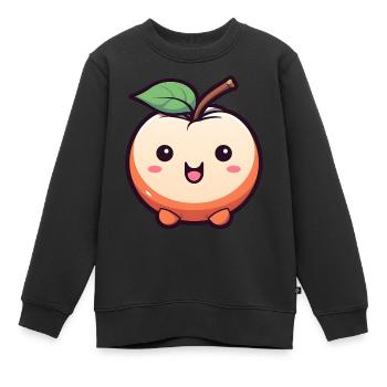 Kawaii Apfel Version 2 - Kinder Premium Organic Sweatshirt - Schwarz - Vorne - AI Model Kid Female (0cm)