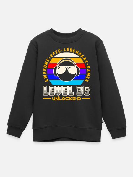 Level 35 - Sweat Premium enfant bio - noir