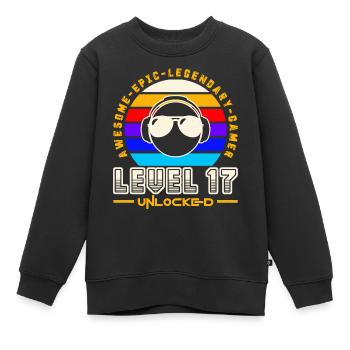 Stufe 17 - Kinder Premium Organic Sweatshirt - Schwarz - Vorne - AI Model Kid Female (0cm)