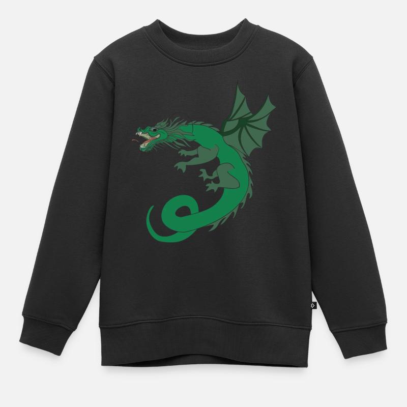 grüner Drache - Kinder Premium Organic Sweatshirt - Schwarz