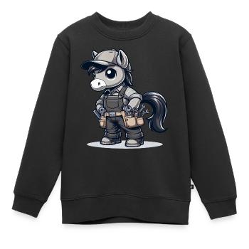 Cute Horse Craftsman - Kinder Premium Organic Sweatshirt - Schwarz - Vorne - AI Model Kid Female (0cm)