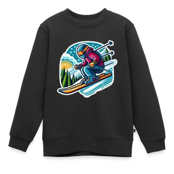 descente ski alpin slalom géant - idée cadeau - Sweat Premium enfant bio - noir - Devant - AI Model Kid Female (0cm)