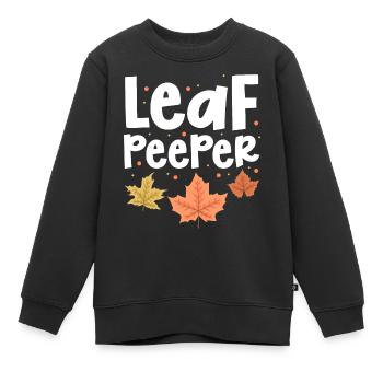 Leaf Peeper Peeping Autumn Fall Season Leaves - Kinder Premium Organic Sweatshirt - Schwarz - Vorne - AI Model Kid Female (0cm)