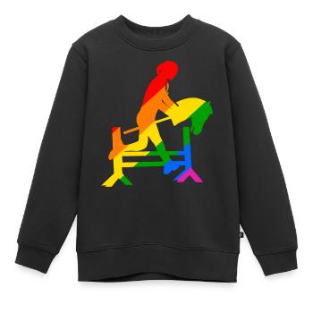 coloré cheval de loisir cheval de loisir hobby horsing - Sweat Premium enfant bio - noir - Devant - AI Model Kid Female (0cm)