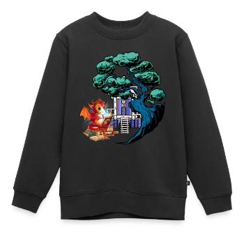 magie, dragon, dragon, créature mythique, fable, magie, enfant - Sweat Premium enfant bio - noir - Devant - AI Model Kid Female (0cm)