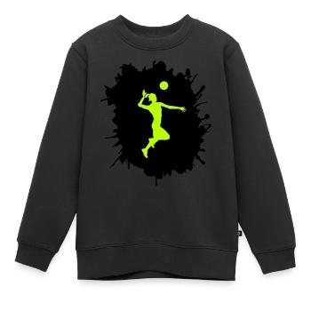 handball klecks - Kinder Premium Organic Sweatshirt - Schwarz - Vorne - AI Model Kid Female (0cm)
