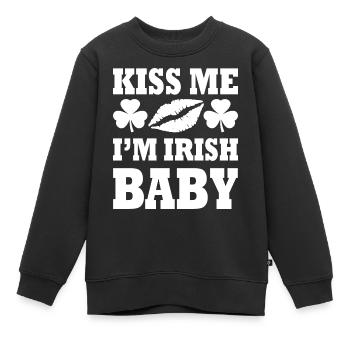 kiss me im irish baby - Kinder Premium Organic Sweatshirt - Schwarz - Vorne - AI Model Kid Female (0cm)