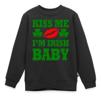 kiss me im irish baby - Kinder Premium Organic Sweatshirt - Schwarz - Vorne - AI Model Kid Female (0cm)