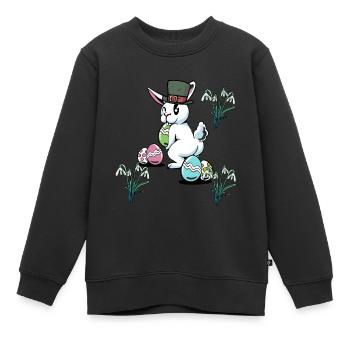 Oeufs de Pâques Fête de Pâques Lapin de Pâques enfant - Sweat Premium enfant bio - noir - Devant - AI Model Kid Female (0cm)