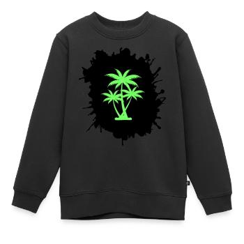 palmen klecks - Kinder Premium Organic Sweatshirt - Schwarz - Vorne - AI Model Kid Female (0cm)