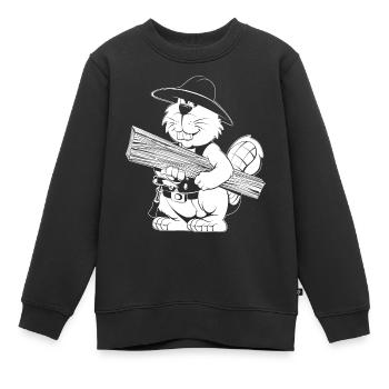 Caricature de charpentier - Sweat Premium enfant bio - noir - Devant - AI Model Kid Female (0cm)