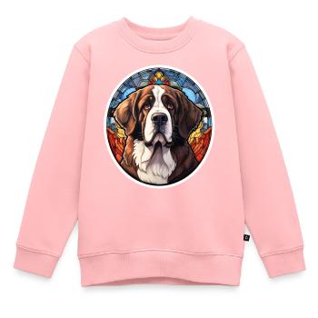 Tête de Saint-Bernard - Sweat Premium enfant bio - rose - Devant - AI Model Kid Female (0cm)