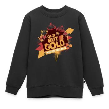 Vieux mais doré graffiti rétro jamais trop vieux - Sweat Premium enfant bio - noir - Devant - AI Model Kid Female (0cm)