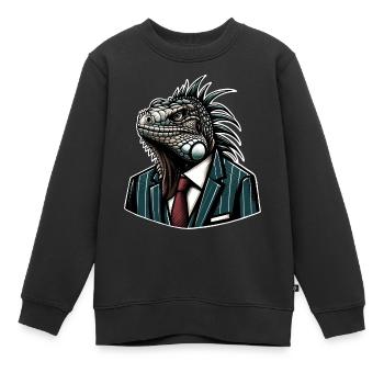 Leguan Im Anzug - Kinder Premium Organic Sweatshirt - Schwarz - Vorne - AI Model Kid Female (0cm)