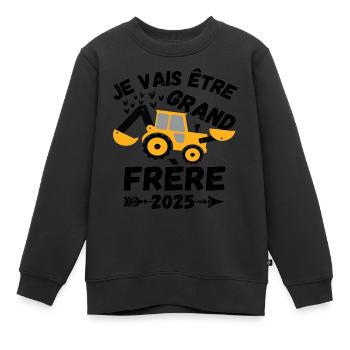Je vais être grand frère 2025 annonce naissance - Sweat Premium enfant bio - noir - Devant - AI Model Kid Female (0cm)