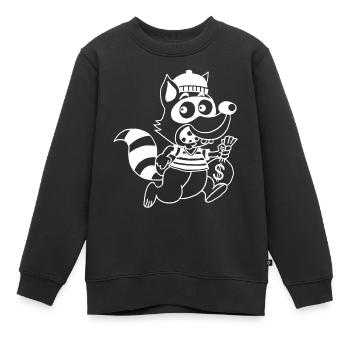 Dieb Waschbär (Weiß) - Kinder Premium Organic Sweatshirt - Schwarz - Vorne - AI Model Kid Female (0cm)