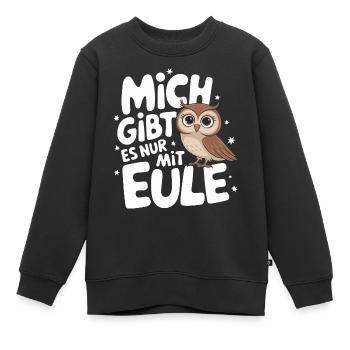 oiseau de nuit hibou hibou oiseau - Sweat Premium enfant bio - noir - Devant - AI Model Kid Female (0cm)