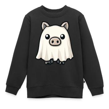 Cochon HalloweenSanglier fantôme - Sweat Premium enfant bio - noir - Devant - AI Model Kid Female (0cm)