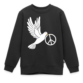 Colombe de la paix avec signe de paix - Sweat Premium enfant bio - noir - Devant - AI Model Kid Female (0cm)