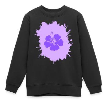 Taches d’hibiscus - Sweat Premium enfant bio - noir - Devant - AI Model Kid Female (0cm)