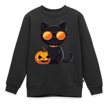 Cat Halloween Hangover Sunglasses - Kids Premium Organic Sweatshirt - black - Front - AI Model Kid Female (0cm)