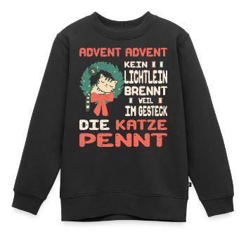 Temps de l’Avent avec chat - Sweat Premium enfant bio - noir - Devant - AI Model Kid Female (0cm)