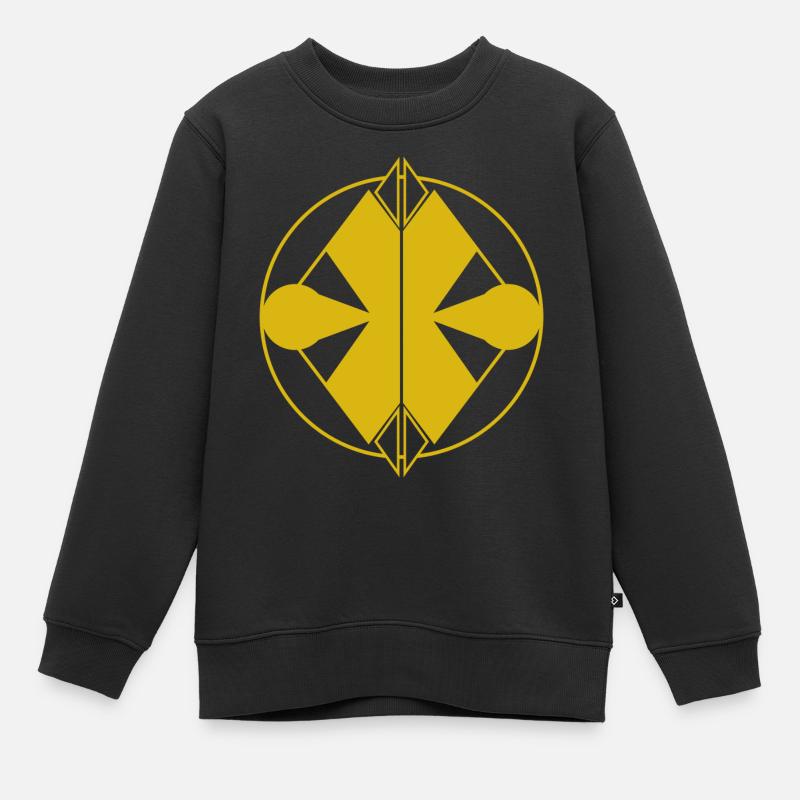 Logo Jaune Abstrait – Minimalisme Géométrique - Sweat Premium enfant bio - noir