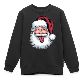Weihnachtsmann lustig Gesicht Zunge rausstrecken - Kinder Premium Organic Sweatshirt - Schwarz - Vorne - AI Model Kid Female (0cm)