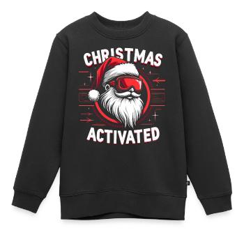 Christmas Mode - Weihnachtsmann mit Skibrille - Kinder Premium Organic Sweatshirt - Schwarz - Vorne - AI Model Kid Female (0cm)