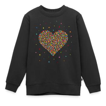 Konfetti Herz - Kinder Premium Organic Sweatshirt - Schwarz - Vorne - AI Model Kid Female (0cm)