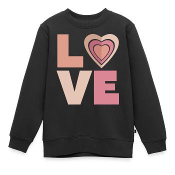 L’AMOUR avec le cœur - Sweat Premium enfant bio - noir - Devant - AI Model Kid Female (0cm)