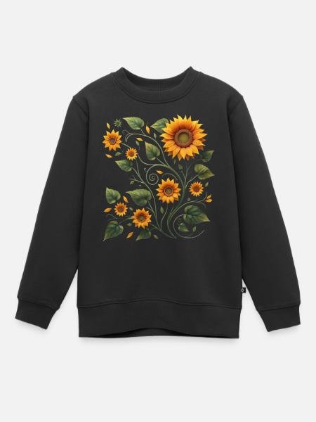 Tournesol Vigne Tournesol Tournesol Bouquet - Sweat Premium enfant bio - noir