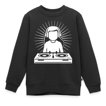 DJ Platines Soirée - Sweat Premium enfant bio - noir - Devant - AI Model Kid Female (0cm)