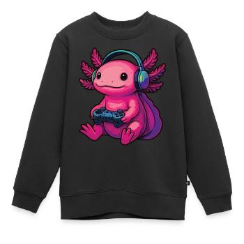 Axolotl Lustige Videospiele Gaming Axolotl - Kinder Premium Organic Sweatshirt - Schwarz - Vorne - AI Model Kid Female (0cm)