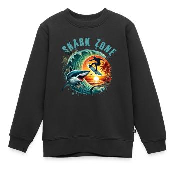 Shark Zone - Kinder Premium Organic Sweatshirt - Schwarz - Vorne - AI Model Kid Female (0cm)