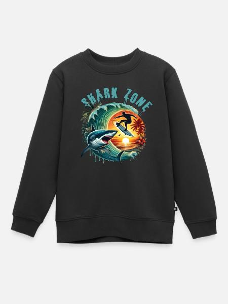 Shark Zone - Kinder Premium Organic Sweatshirt - Schwarz