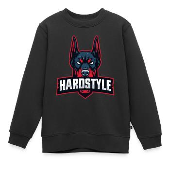 Tête de doberman – HARDSTYLE - Sweat Premium enfant bio - noir - Devant - AI Model Kid Female (0cm)