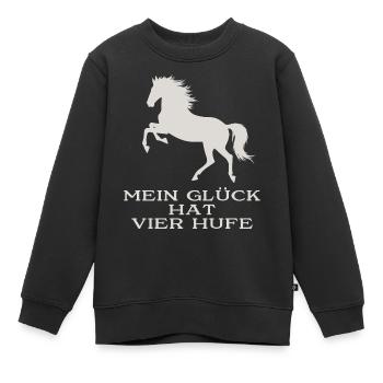 Mein Glück hat vier Hufe - Kinder Premium Organic Sweatshirt - Schwarz - Vorne - AI Model Kid Female (0cm)