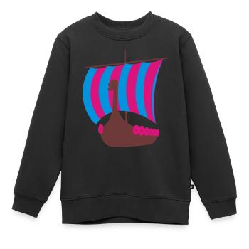 wikingerschiff - Kinder Premium Organic Sweatshirt - Schwarz - Vorne - AI Model Kid Female (0cm)