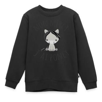 Non merci j'ai poney - Sweat Premium enfant bio - noir - Devant - AI Model Kid Female (0cm)