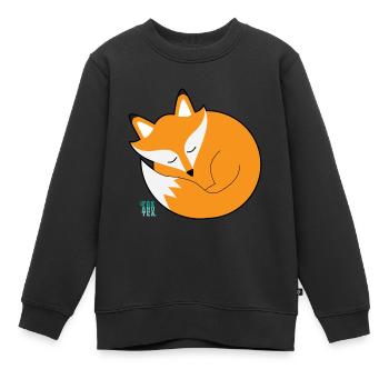 Fox And Tea _ fox sleepyhead - Kids Premium Organic Sweatshirt - black - Front - AI Model Kid Female (0cm)
