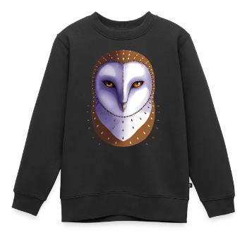 Schleiereule - Kinder Premium Organic Sweatshirt - Schwarz - Vorne - AI Model Kid Female (0cm)